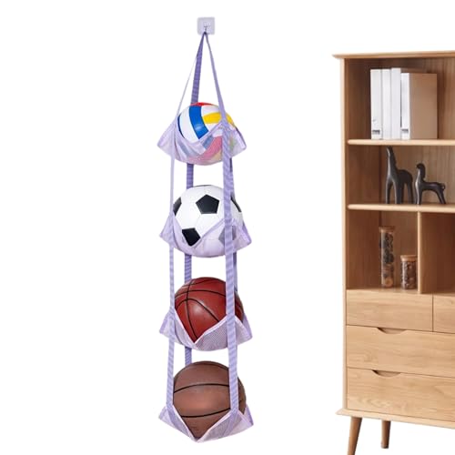 Organizador para balones - Montaje en pared de múltiples niveles con ahorro de espacio - Estante de balones y organizador de equipamiento deportivo garaje - Para baloncesto fútbol voleibol peluche