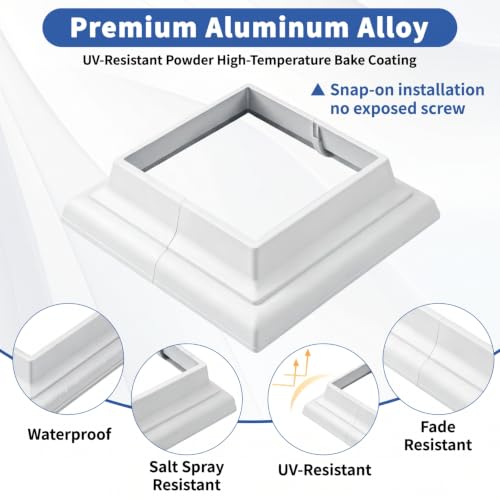 Cubierta de base de poste 4x4 de aluminio premium con acabado lacado estilo inglés 4