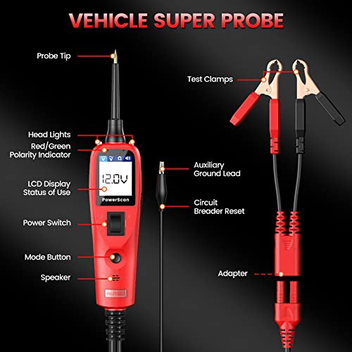 Autel® Powerscan PS100 Power Circuit Probe Tester, Automotive 12V 24V Electrical Car System Diagnostic Circuit Tester, AC DC Resistance Voltage, Short Finder, Continuity/Probe/Signal Test - Image 5