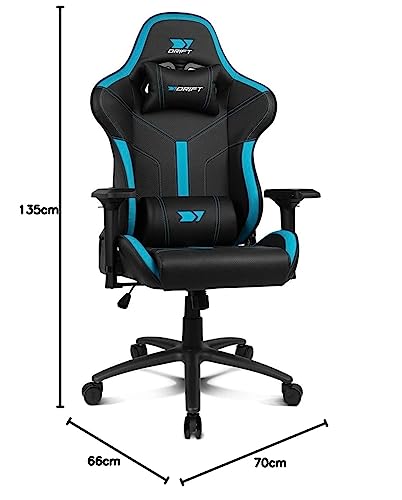 DR350 – Sedia Gaming Ergonomica Professionale con Braccioli 4D, Cuscini Lombare e Cervicale, Reclinabile a 135°, Ruote Silenziose, Nero-Blu - Sedia gaming - Immagine 8