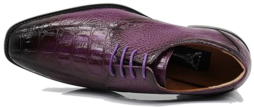 Image of Gator3N Men's Alligator Crocodile Print Oxfords Fashion Lace Up Dress Shoes