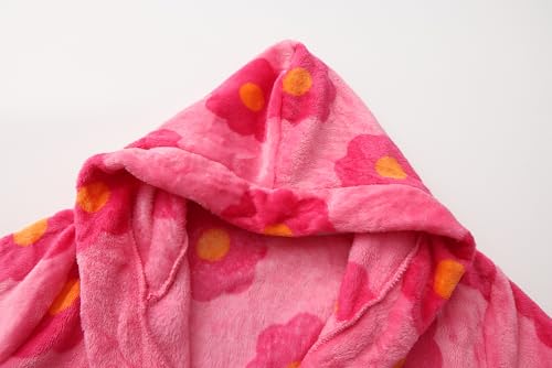 Image of Kids Hooded Bathrobe Girls Soft Plush Hooded Flannel Pajamas Sleepwear Boys Spa Robe