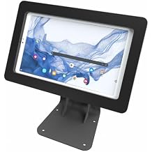 Anti-Theft Acrylic Case with 360 Rotate 180 Swivel Metal Desktop Stand & 90-Degree USB C Cable for Samsung Galaxy TAB A9 8.7" Tablet Black
