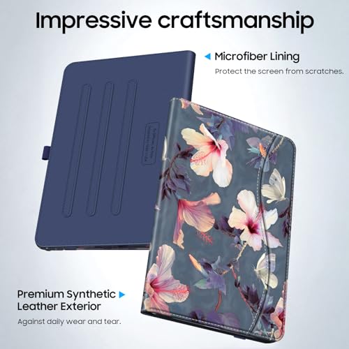 Housse Samsung Galaxy Tab A11 Plus Multi-positions avec Poche Document Fleur - 6