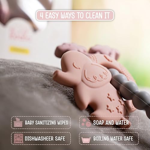 Image of Baby Silicone Teething Toy - BPA-Free Teether Ring for Infants 0-12 Months - Soft and Textured for Teething Relief - Easy to Hold Chew Toy - Soothes Sore Gums & Supports Oral Development