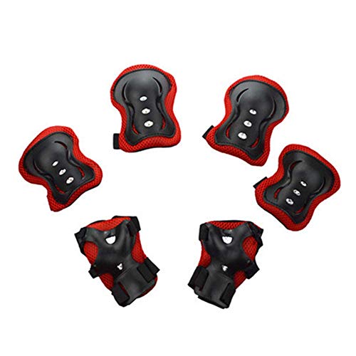 BJ-SHOP Kit de Protection Roller Enfant Genouillères pour Enfants 6 en 1 Kit Genou Coude Protège-Sangles Sangle Réglable Epaissir Coussinets Multi Sports Safe Guard