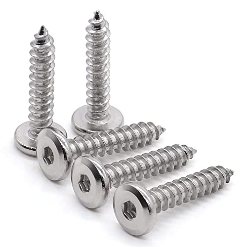 Vis autotaraudeuse M5x30 inox 304 Glvaner, vis à tôle tête ronde et vis à bois filetée, 50 unités