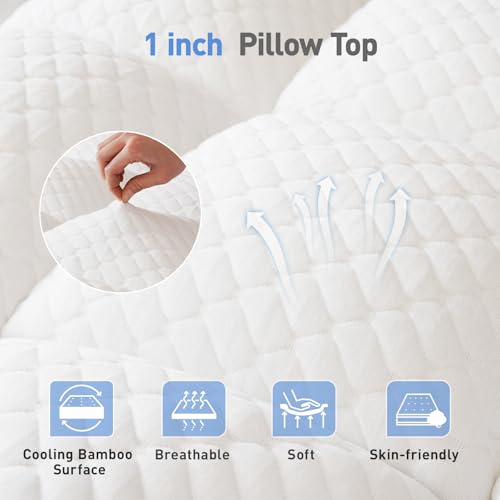 Image of Dual Layer 3 Inch Memory Foam Mattress Topper Twin Size, 2 Inch Cooling Gel Memory Foam Plus 1 Inch Pillow Top Mattress Pad Cover, with 8-21 Inch Deep Pocket