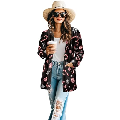 Image of Women's Lightweight Cardigans with Pockets Trendy Long Sleeve Open Front Cardigan Casual Tops Jackets Fall Oufits S-2XL