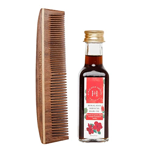 Image of Natural Hibiscus Hair Oil (Gudhal oil) 100 ml & Rosewood Dual Tooth Comb For All Types Of Hair, Naturally Nourishes Hair, Reduces Hair fall & Dandruff Control (Combo Pack of 2)