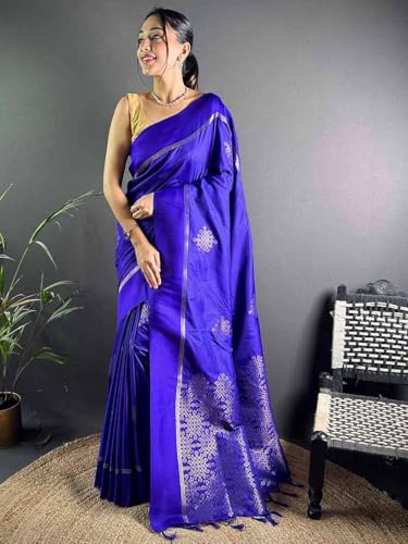 Image of SGF11 Women's Kanjivaram Pure Soft Silk Saree With Unstiched Blouse Piece