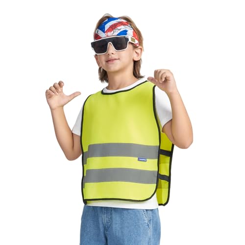 AYKRM Warnweste in Gelb - Universal Größe für Kinder ab 2-5 Jahre - Reflektorweste Leuchtweste Sicherheitsweste im Auto
