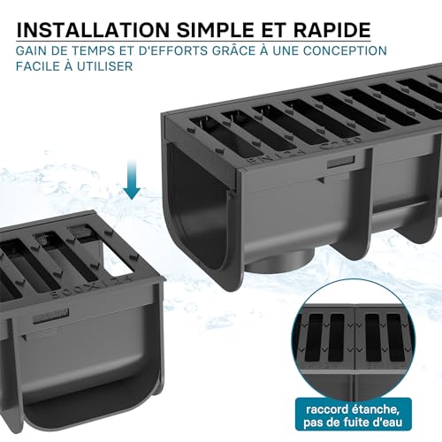 Caniveau de garage Wiltec avec grille fonte protégeant vos sols des eaux - 4