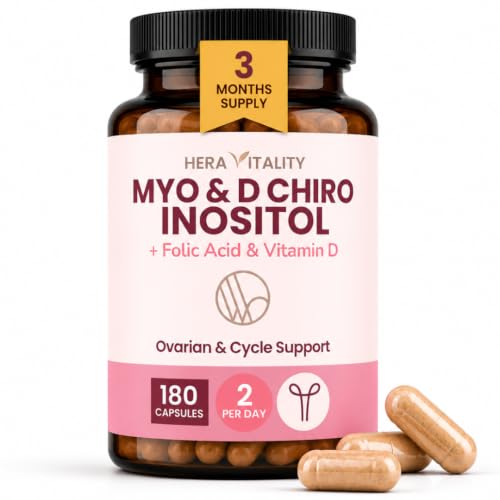 Inositol Capsules for Women | Myo & D-Chiro Inositol Complex with Folic Acid & Vitamin D3 | Hormone Balance Cycle Support & PCOS | 180 Capsules (3 Month Supply)