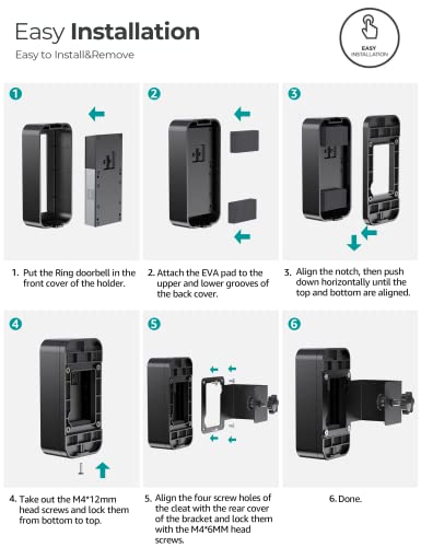 Deeroll Anti-Theft Video Doorbell Mount,No Drill Doorbell Mount For Apartment Door Renters Home Office, Doorbell Bracket For Most Brand Video Doorbell(Easy To Install) #TOP6