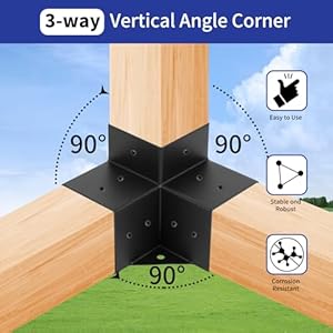 Pergola bracket kit 4pcs gazebo brackets kit 3 way right angle corner bracket for 4x435inchx35inch wood posts patio pergolas log cabin outdoor  urban country home decor