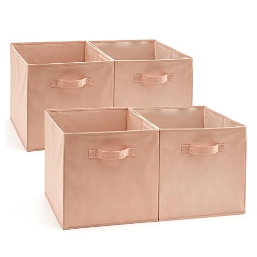 EZOWare Vikbar Cube Förvaringslådor, Hopfällbar Arrangör förvaringskuber med handtag för Tvätt, Leksaker, Plantskola, Hylla - Rosa, Set med 4 - 33 x 38 x 33 cm