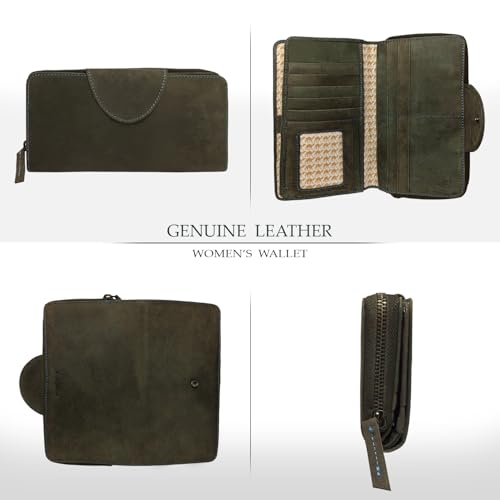 Women's Top Grain Genuine Leather RFID Wallet | Ladies Compact Multi Pocket Bifold Purse2