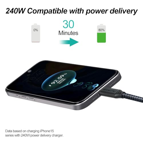 Image of OCPC USB C to USB C Cable Fast Charging (0.9ft /0.3m) 40 GBPS USB 4 Cable PD 240W Type C to Type C Cord 8K@60Hz Video， Fast Charging Cable Compatible with Computers, MacBook and iPhone15 Type-C