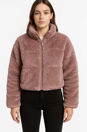 Image of KOTTY Women's Cozy Fit Full Sleeve Coral Fleece Zip Jacket - Winterwear with Pockets for Daily Warmth & Style