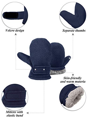 3 Pairs Baby Toddler Winter Mittens Warm Fleece Kids Mittens Baby Snow Skiing Gloves For Boys And Girls Aged 2-4 Years (Black, Gray, Navy Blue) #TOP2