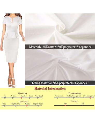 Image of VFSHOW Womens Work Business Office Front Zipper Peplum Bodycon Dresses Elegant Short Sleeve Slim Church Pencil Sheath Dress