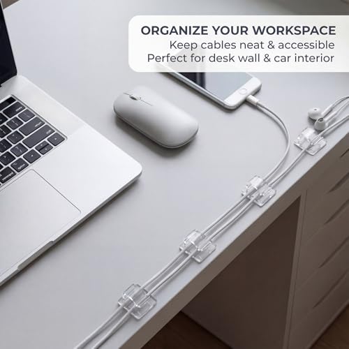 100 Stück Kabelhalter Kabelclips Selbstklebende Kabelführung Organizer, Outdoor Kabelklemmen, Kabelschellen, Kabel Haken Draht Halter Transparent für Kabelmanagement Kabelbefestigung Lichterkette