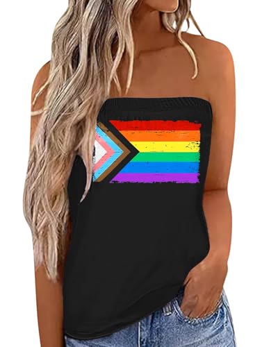 IWOLLENCE Pride Month Rainbow Graphic Tube Tops for Women LGBTQ