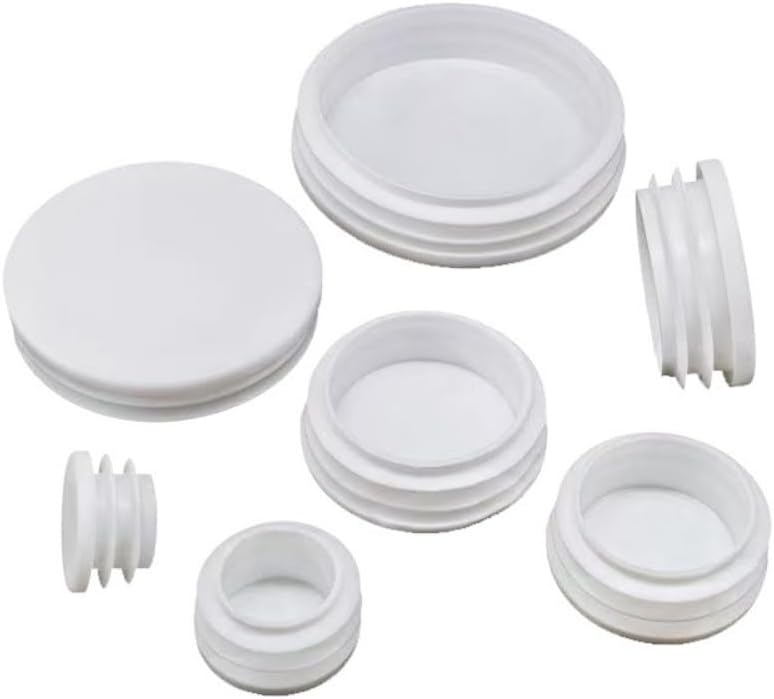 100pcs Round Steel Pipe Plug White Plastic Caps End Capsules Protective Legs Chair Leg Cover for Furniture Tubes Tubular Inserts Bung (White,38mm)