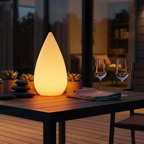 Arnusa Moderne Tischleuchte kabellos Akku 38 cm Sauna Lampe Farbwechsel PL109 Leuchte Tischlampe Nachttischlampe Stehlampe mit Fernbedienung und Ladegerät