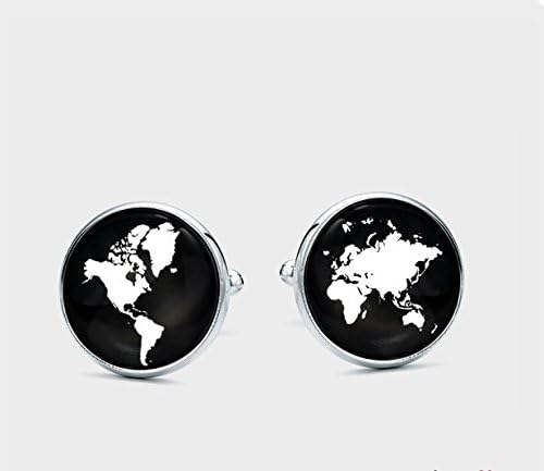 Earth Cufflinks,World Map Cuff Links,Globe Map Cufflinks,Gift for Husband,Wedding Jewelry,Shirt Cufflinks,Glass Cabochon Cufflinks,Men Cufflinks,Gift for Husband,Art Picture Cufflinks,