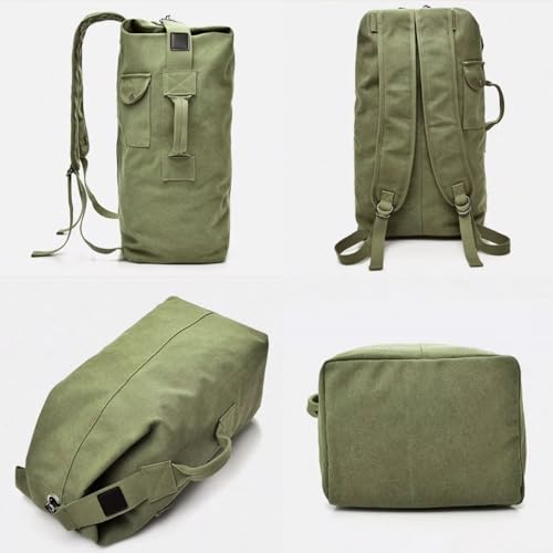 Image of Turtle Trek Travel Backpack Military Top Load Shoulder Bag Large Canvas Army Rucksack Trekking Hiking Duffle Luggage Bag with Multiple Pocket Compartments