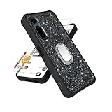 Compatible with Saga 2 Solana Mobile Seeker Case [with Tempered Glass Screen Protector][Mirror Ring][Glitter Powder] for Saga 2 Solana Mobile Seeker Leather Phone Case