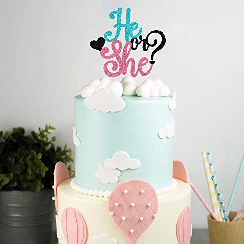 He Or She Cake Topper Baby Shower Gender Reveal Party Decoration, Boys Girls Valentine's Day Party Supplies #TOP4