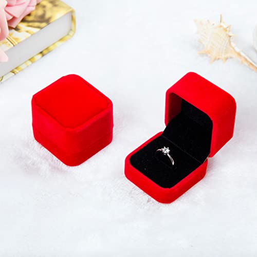 Jewelry Gift Boxes Necklace Earring Ring Box Gift Box Velvet Ring Box ,6 Pack Velvet Jewelry Box Ring Gift Box Set, Single Ring Box Cases Jewelry Gift Boxes,Cotton Filled Jewelry Boxes,2.16 X 1.7 X 1.96 Inches (Red) #TOP5