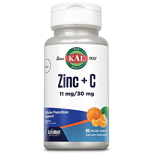 Kal Zinc Plus C, Instant Dissolve Vitamin C And Zinc, Cellular Function And Immune Support, Optimal Absorption, Natural Tangerine Flavor, 60-Day Money-Back Guarantee, 90 Servings, 90 Micro Tablets #TOP21