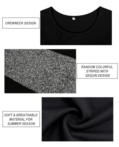 CARCOS Plus Size Tops for Women Short Sleeve Summer Pullover Color Block Crewneck/V Neck Tee Tunic Loose Fit Tshirts XL-5XL4