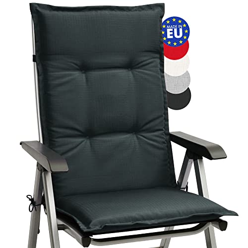 Beautissu Matelas Coussin pour Chaise Fauteuil de Jardin terrasse Base HL Chaise Haut Dossier 120x50x6cm - Gris Graphite
