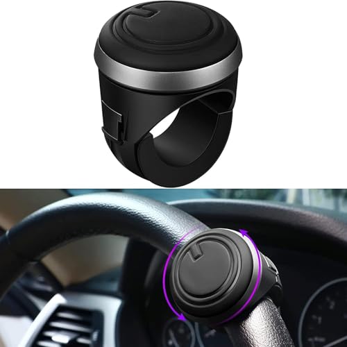 Car Steering Wheel Spinner Knob, 360° Rotating Steering Aid with Clamp Mount, Black