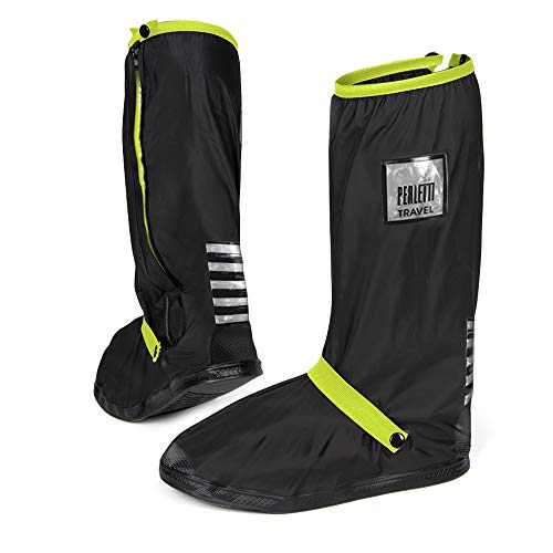 Perletti-cubrecalzados-impermeables-negros-altos-cubrezapatillas-reflectantes-antideslizantes-galochas-lluvia-nieve-protectores-zapatos-pvc-resistentes-y-reutilizables