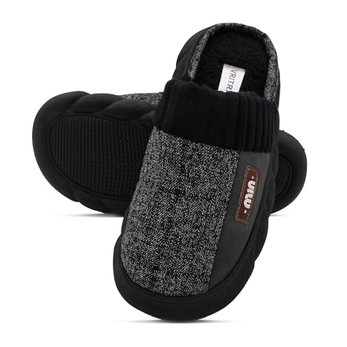 Image of VRITRAZ Men's Warm Fur Slippers | Soft Plush Indoor Shoes | Anti-Slip Cozy Memory Foam Footwear for Winter