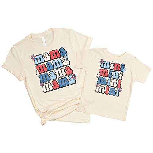 Mommy & Me USA Patriotic Mama Mini 4th of July Shirts for Matching Outfits