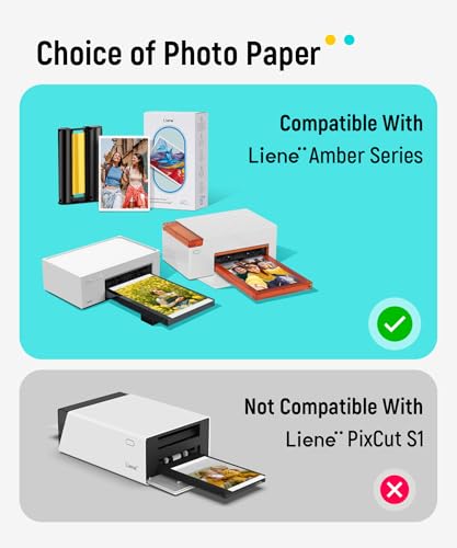 Image of Liene Amber M100 /M200 /M110 /M210 4x6'' Photo Printer Paper & Cartridge, 1 Cartridge Refill & 40 Photo Papers- 40 Pack Only for DHP512 /DHP513 /DHP514 /DHP515