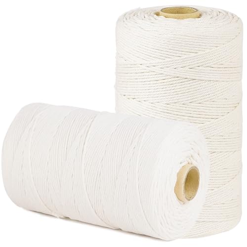 Image of SMART&CASUAL 1,650 Feet 2mm Cotton Butcher Twine String Soft Food Safe for Cooking Craft Baker Kitchen Meat Turkey Sausage Roasting Gift Wrapping Gardening Crocheting Knitting