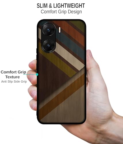 Image of Colorful Wooden Pattern Design Premium 2D Printed Metal Back Case Cover for Vivo V29E 5G