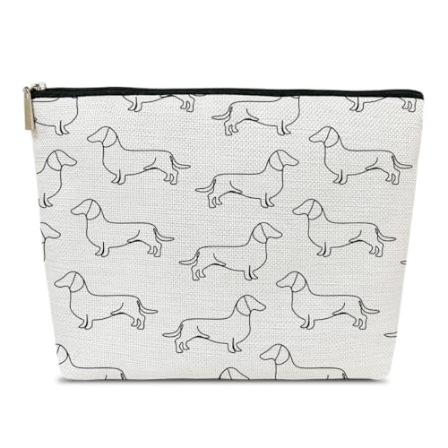Dachshund Makeup Bag - Gifts for Lovers, Women, Sister, Daughter, Friends, Teen Girls - Cute Puppy Travel Toiletry Bag for Birthday, Graduation