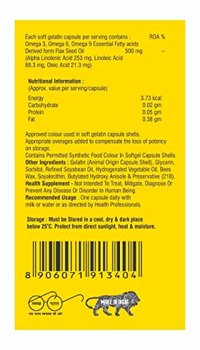 Image of Omegro 369 Health Supplement with Omega 3, Omega 6 & and Omega 9 For a Healthy Life.(Pack of 10 strips)