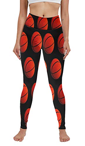 yowming High Waist Colorful Basketball Hoops Leggings Yoga Pants Tummy