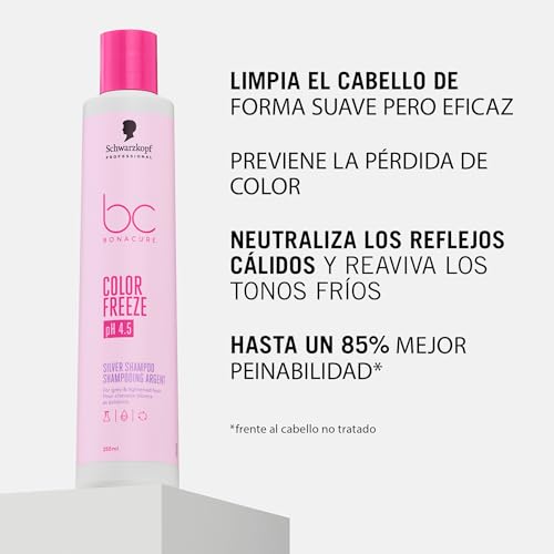 Miniatura 3 de Schwarzkopf Professional Bonacure Color Freeze Silver Shampoo - Champú para Cabello Rubio y Decolorado - Elimina Reflejos Amarillos 250 ml