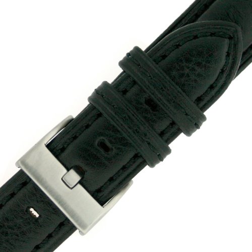 Tech Swiss Extra Thick Padded Watch Band Genuine Leather Black 22 Millimeters #TOP2